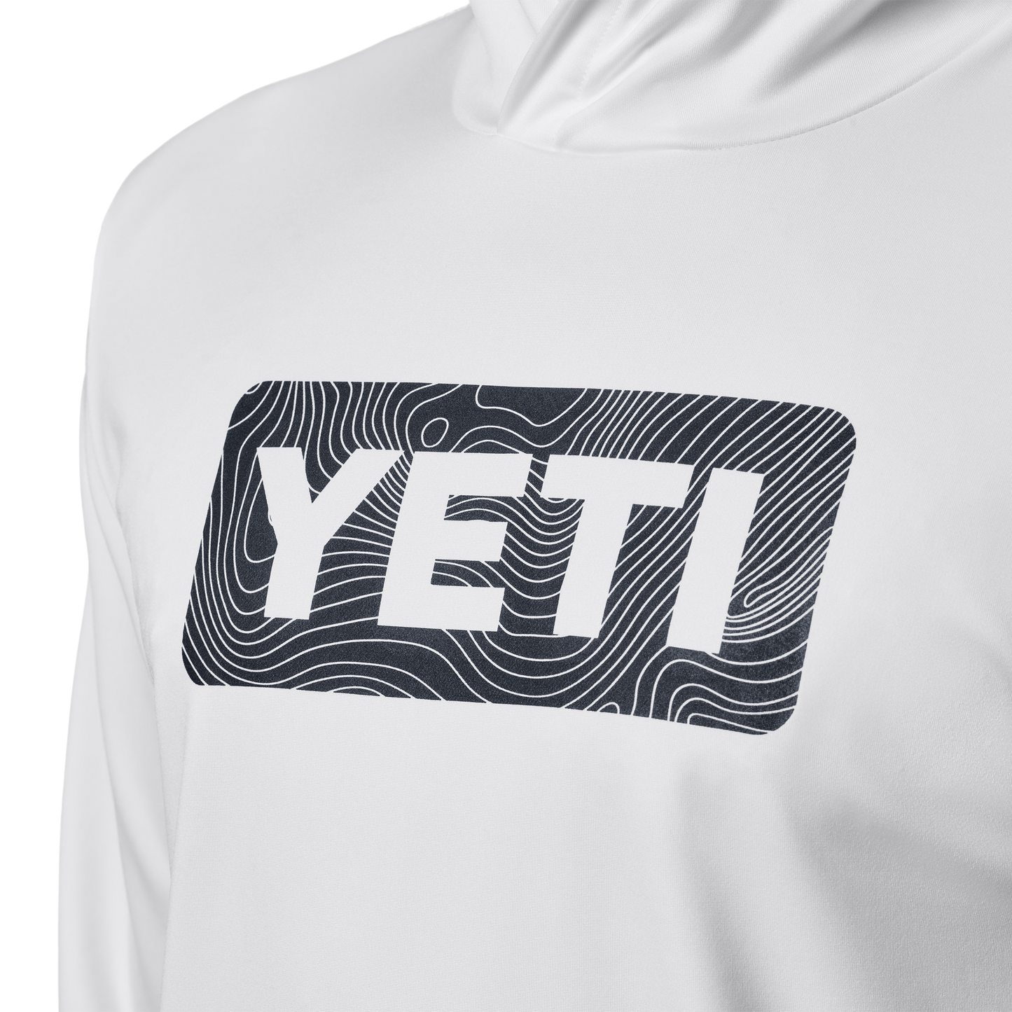 YETI Wave Logo Badge Hooded Long Sleeve Sunshirt White