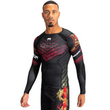 Tekken 8 Marshall Law Rashguard Long Sleeve Black Red gold