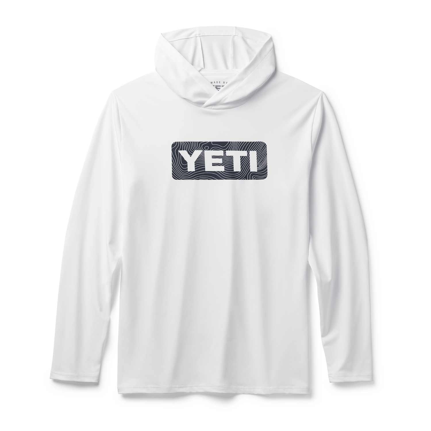 YETI Wave Logo Badge Hooded Long Sleeve Sunshirt White
